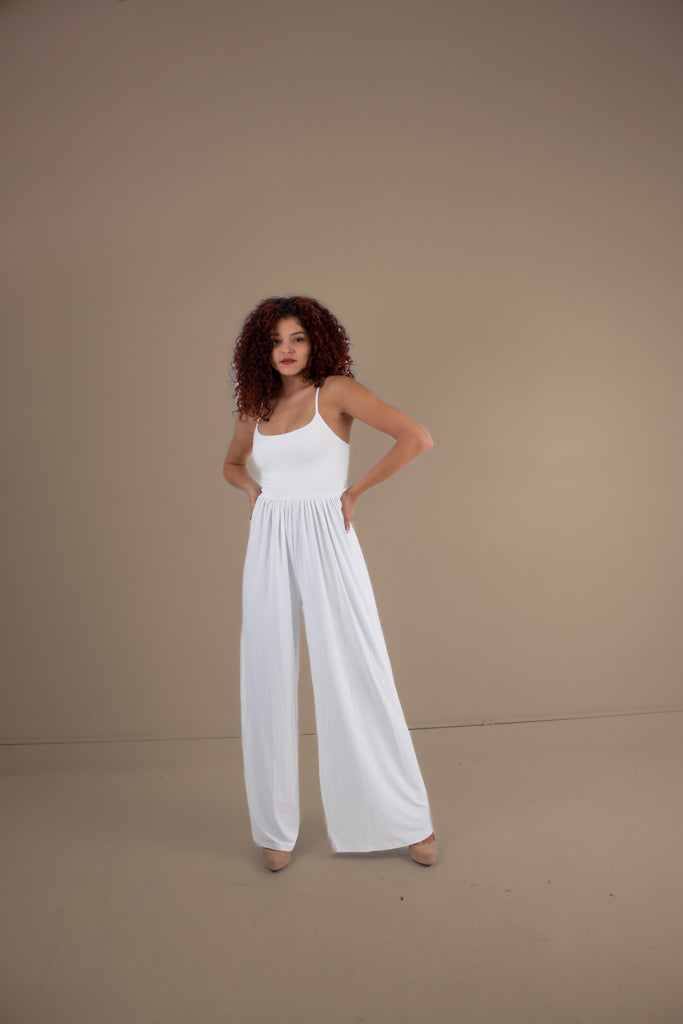 Susana Monaco Flowy Jumpsuit in White Small The Foxy Kat Shop