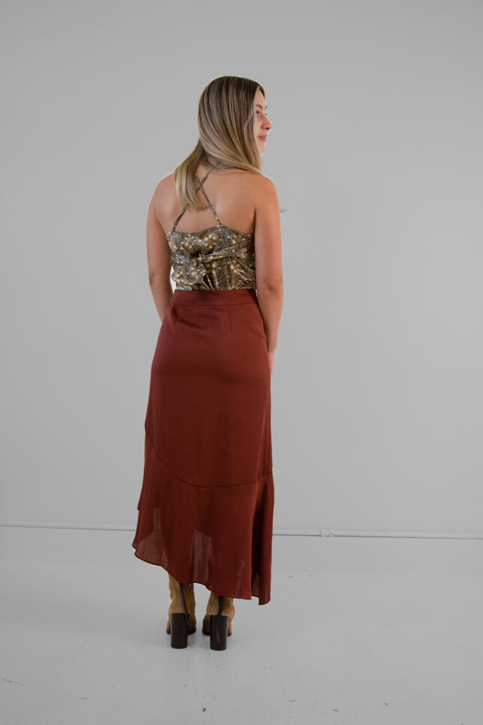Free People "Lola" Skirt in Rust - XS