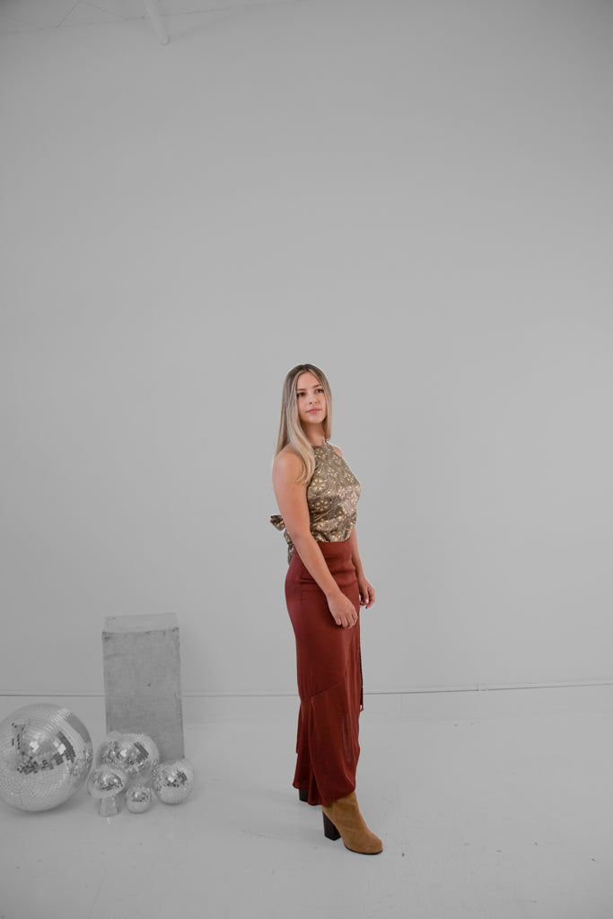 Free People "Lola" Skirt in Rust - XS