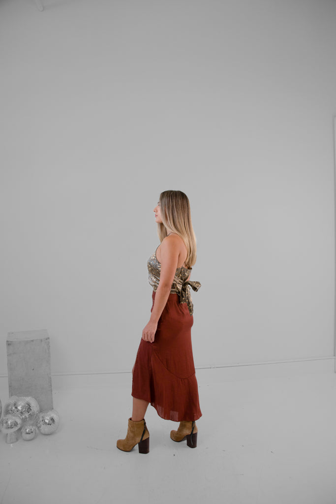 Free People "Lola" Skirt in Rust - XS