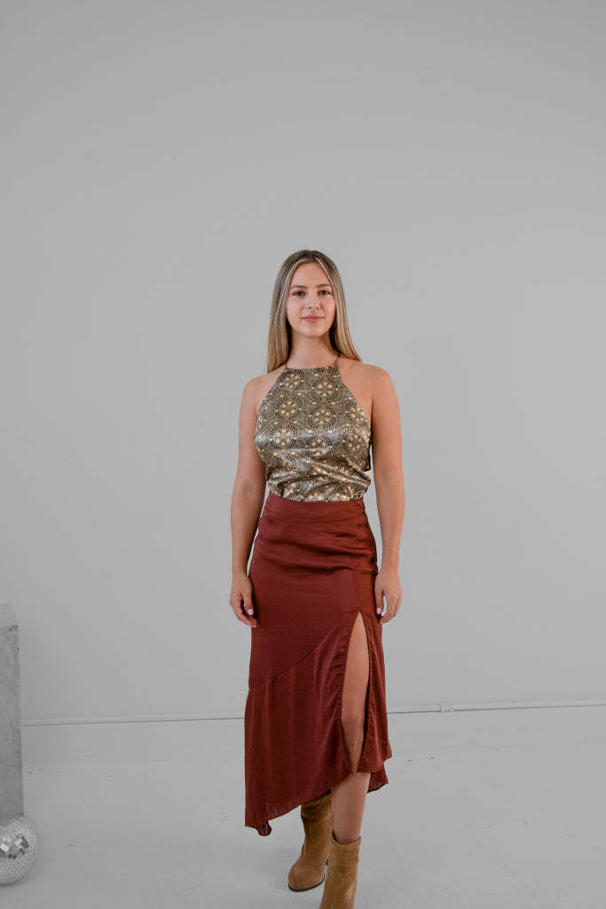 Free People "Lola" Skirt in Rust - XS