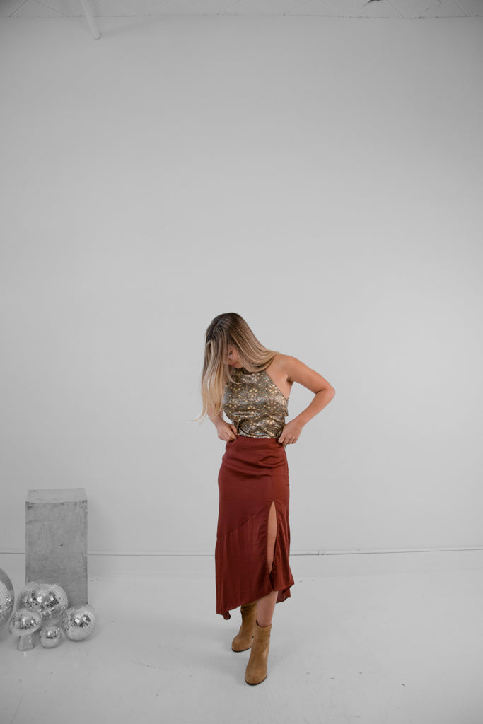 Free People "Lola" Skirt in Rust - XS