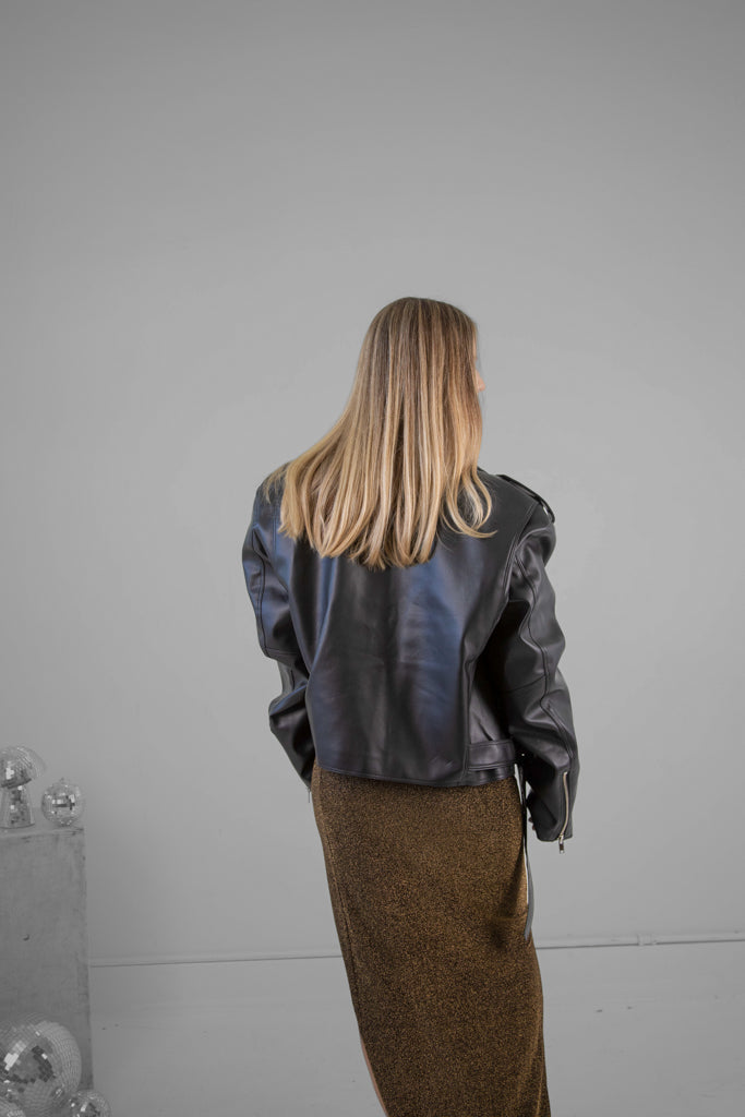 Storets "Emma" Pleather Rider Jacket in Black - Size Medium