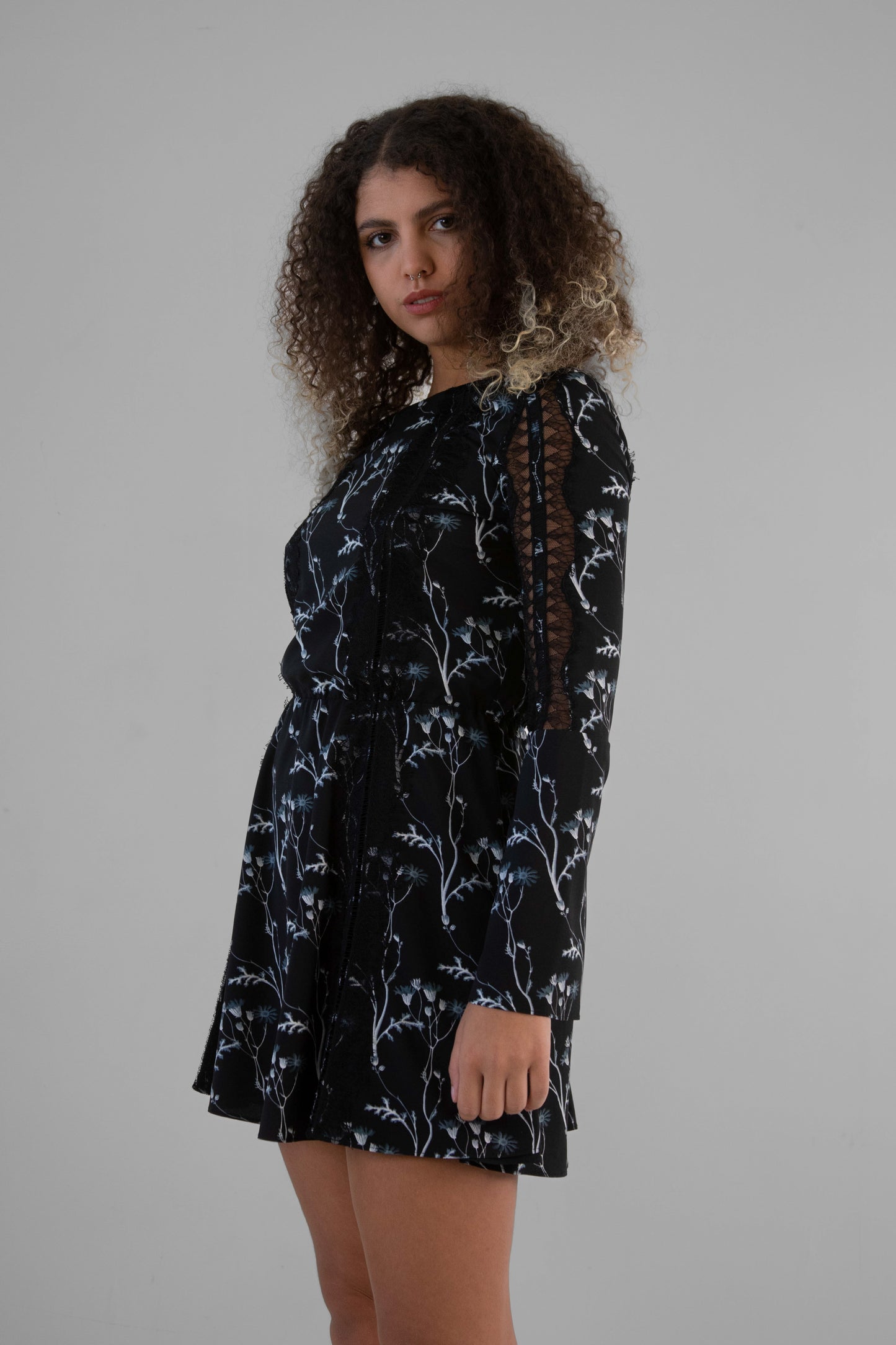 Thakoon Addition "Fall RTW" Mini Dress in Dark Floral - XS