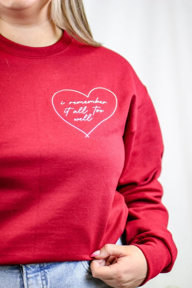 Taylor Swift Red Era "All Too Well" Pullover Sweatshirt