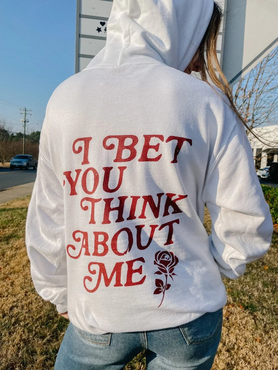 Taylor Swift Red Era "You Think About Me" Hoodie Sweatshirt